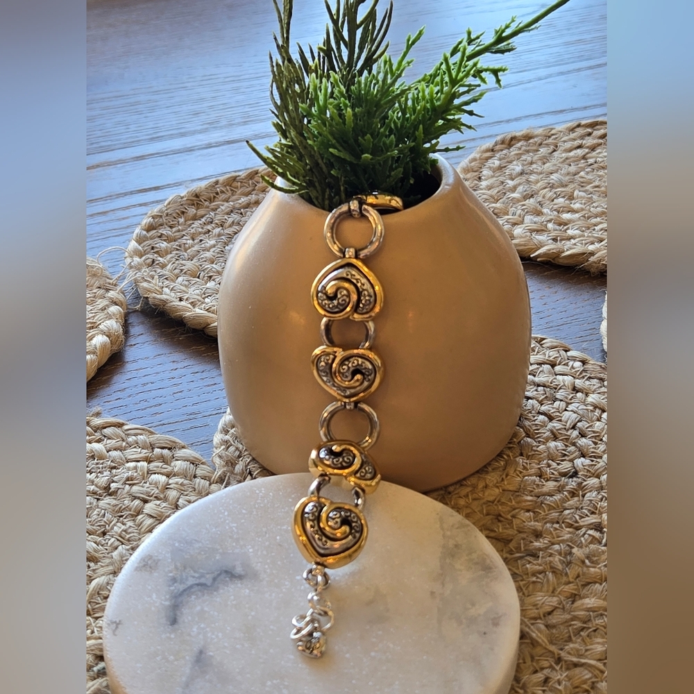 Brighton Gold Heart Link Bracelet 8"